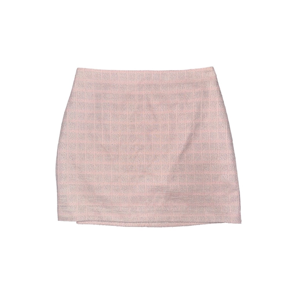 1.STATE Pink Tweed Plaid Mini Skirt Coquette Preppy Balletcore Academia
